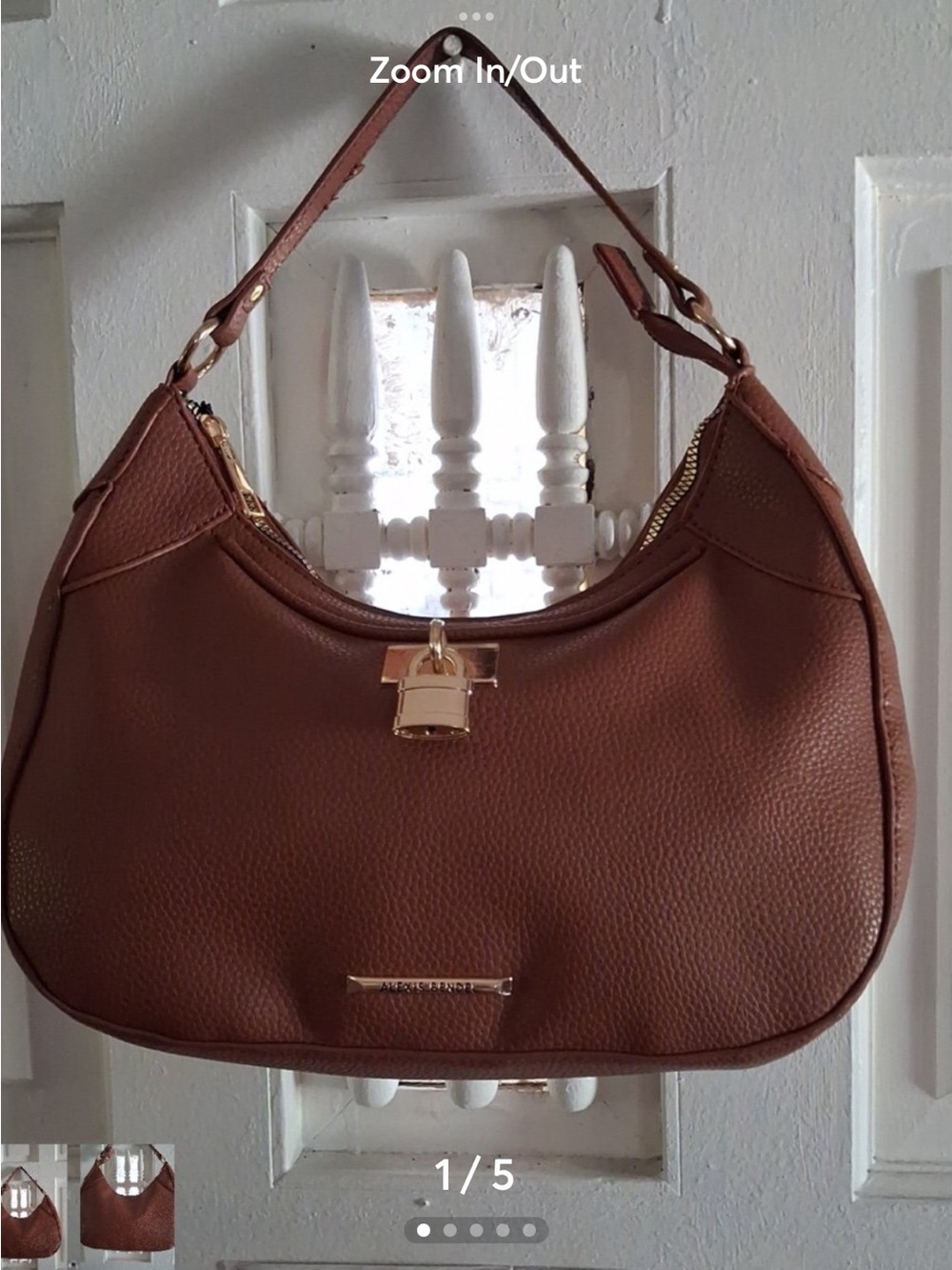 Classic Brown Shoulder Bag with Gold Accent